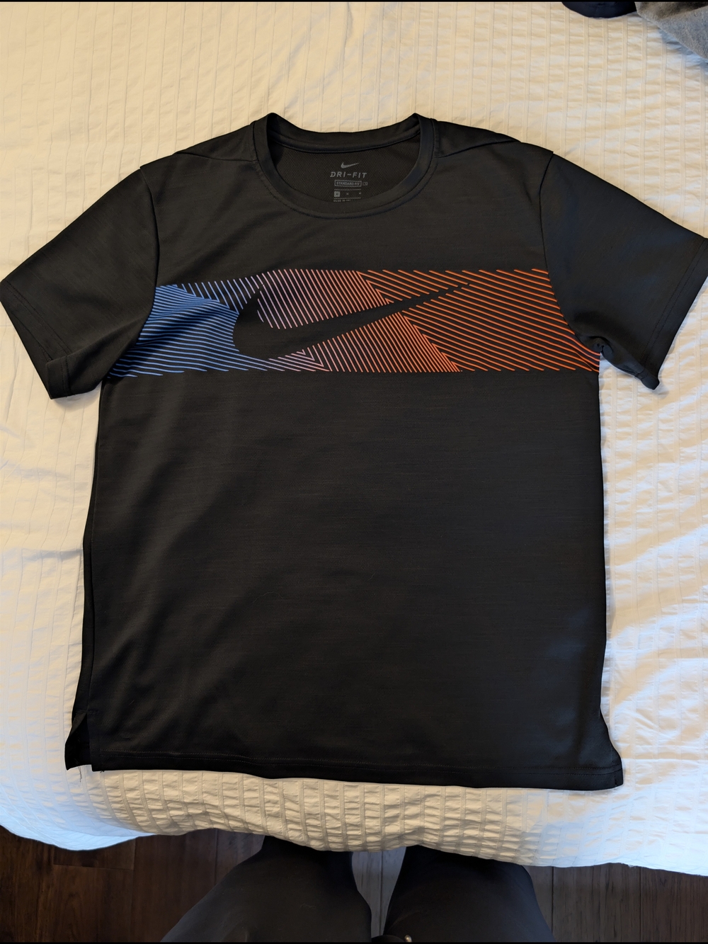 Nike Black Short-Sleeve Tee with Blue and Orange Graphic